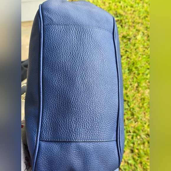 Authentic Versace Leather Shoulder Crossbody Bag Women Blue Removeable Strap - Picture 8 of 13